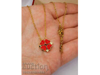 Clover/heart necklace in medical steel with 18k gold plating