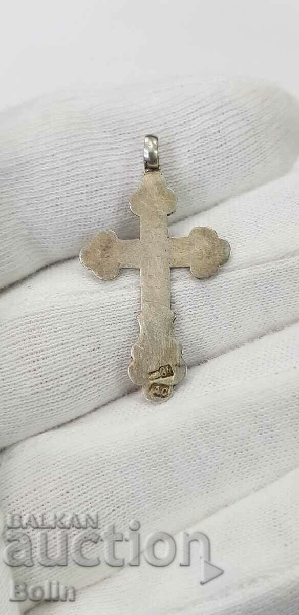 Rare Czarist Russian silver cross with enamel - 84 sample - DS with price 230.00 BGN | € 117.60 Rare Czarist Russian silver cross with enamel - 84 sample - DS with price 230.00 BGN | € 117.60