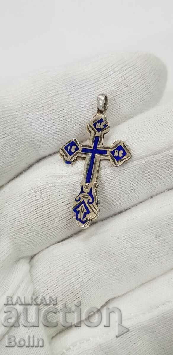 Auction Rare Czarist Russian silver cross with enamel - 84 sample - DS Auction Rare Czarist Russian silver cross with enamel - 84 sample - DS