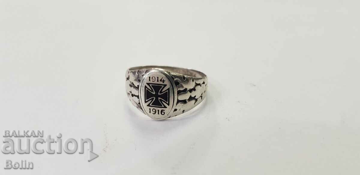 Auction German silver military ring with iron cross 1914-1916 Auction German silver military ring with iron cross 1914-1916