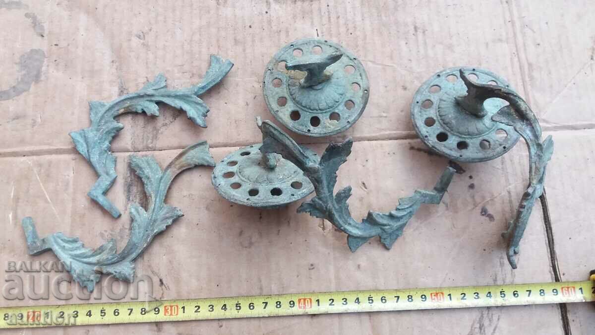 MASSIVE BRONZE PIANO WALL CANDLESTICKS - 5 MASSIVE BRONZE PIANO WALL CANDLESTICKS - 5