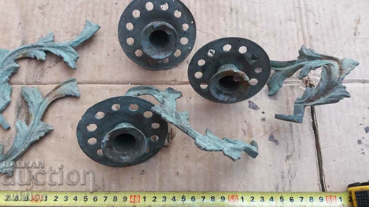 MASSIVE BRONZE PIANO WALL CANDLESTICKS - 6 MASSIVE BRONZE PIANO WALL CANDLESTICKS - 6