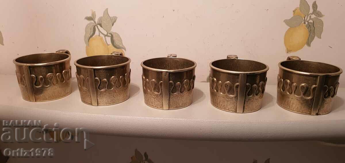 Old Heavy Woven 5pcs Brass 816g - Excellent! - 6 Old Heavy Woven 5pcs Brass 816g - Excellent! - 6