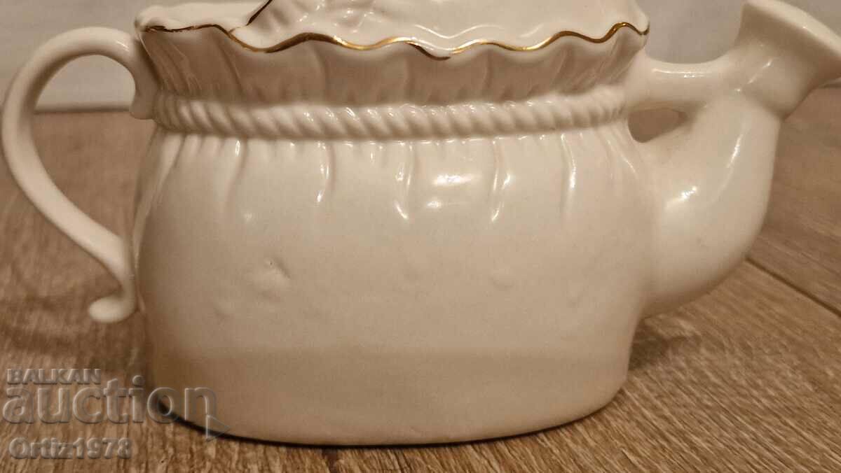 Auction Old porcelain watering can, jug. Auction Old porcelain watering can, jug.
