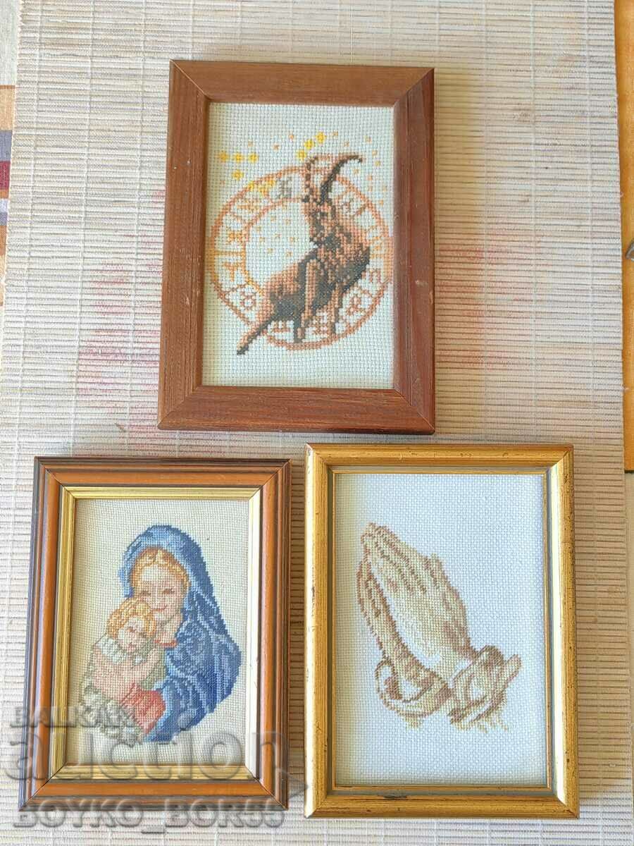 Three tapestries in frames