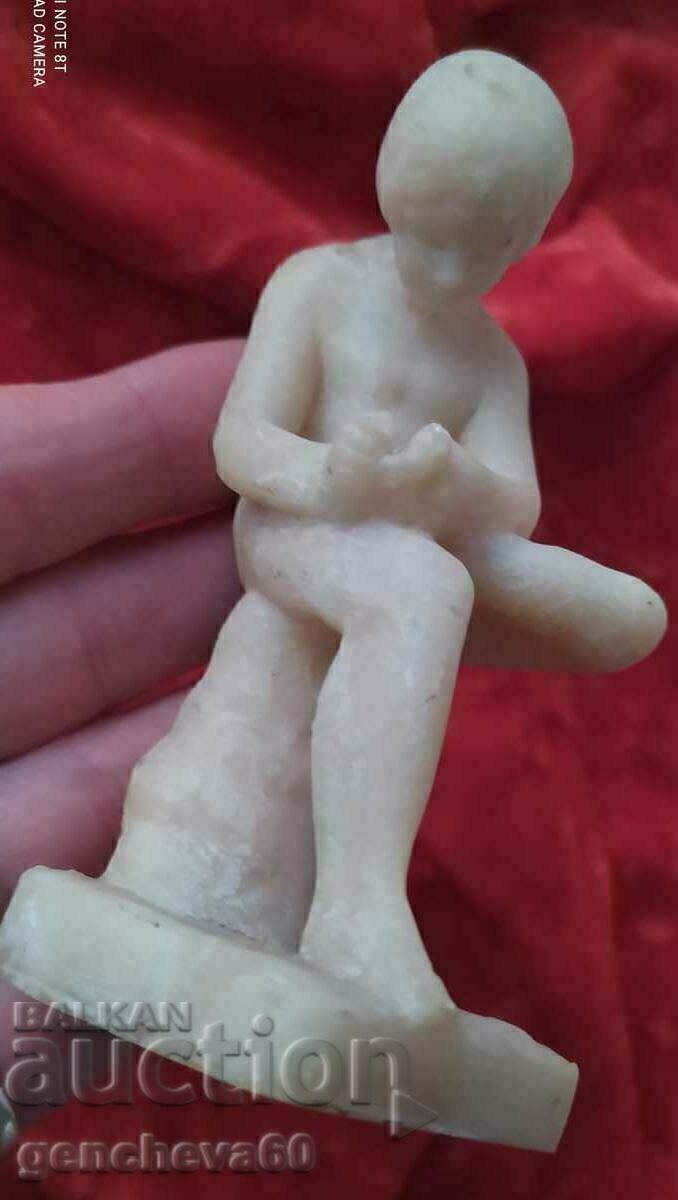 Παλαιό σπάνιο γλυπτό αγοριού από αλάβαστρο - 5