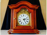 Table clock, brass, wood.
