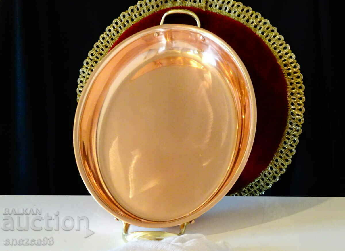 Copper tray, copper vessel for cooking and serving 1 kg.