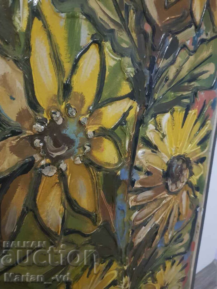 Tablou in relief pictat cu vopsele in ulei, semnat - 5 Tablou in relief pictat cu vopsele in ulei, semnat - 5