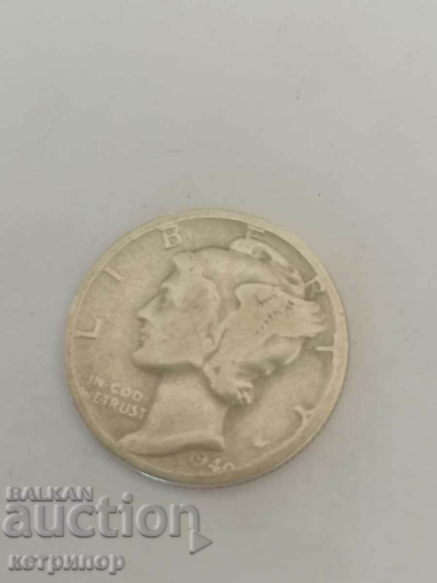 USA 1 dime 1940 Silver