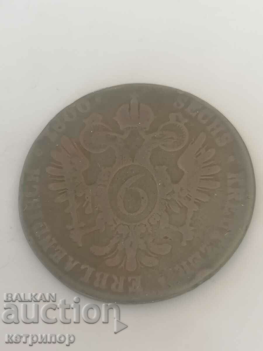 6 Kreuzers Austria-Hungary 1800 copper