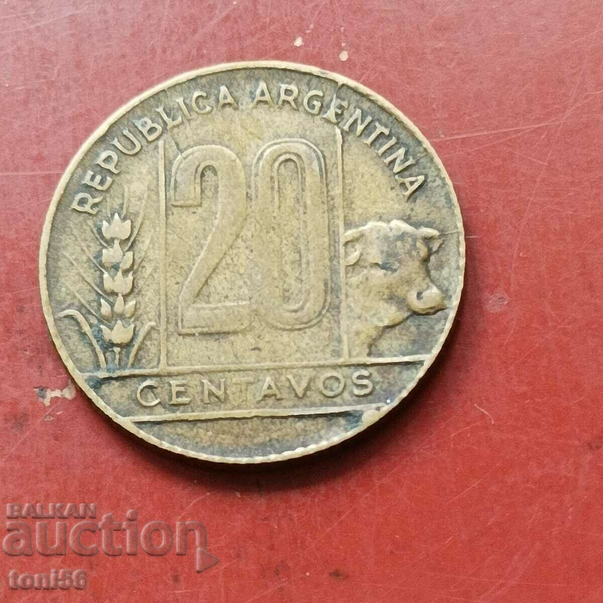 Аржентина 20 сентавос 1950