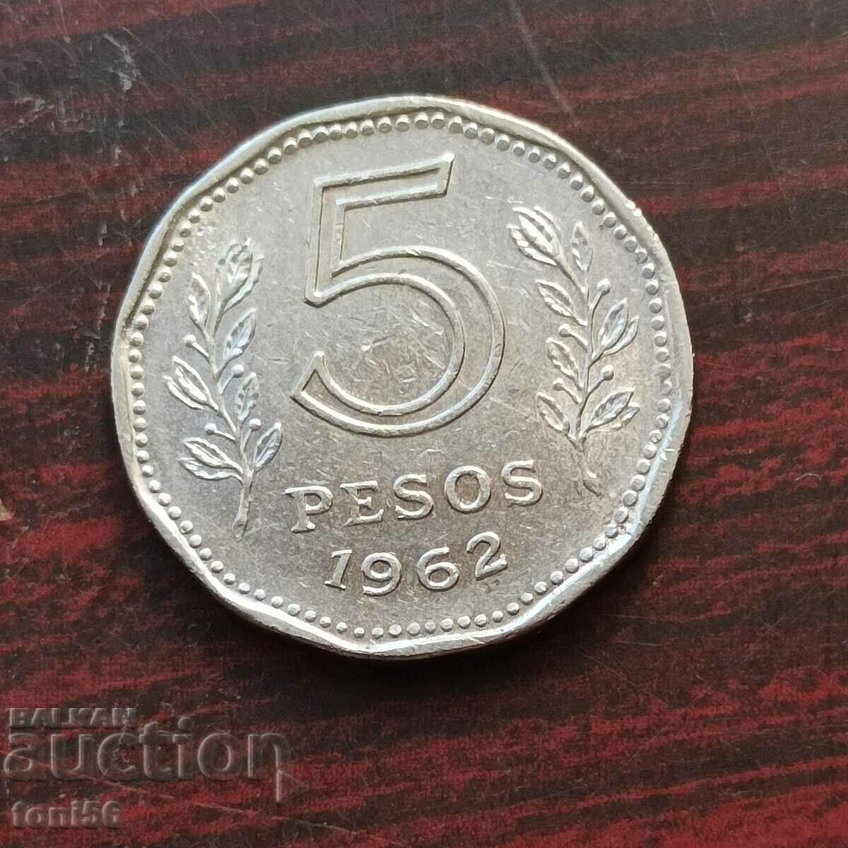 Argentina 5 pesos 1962 UNC