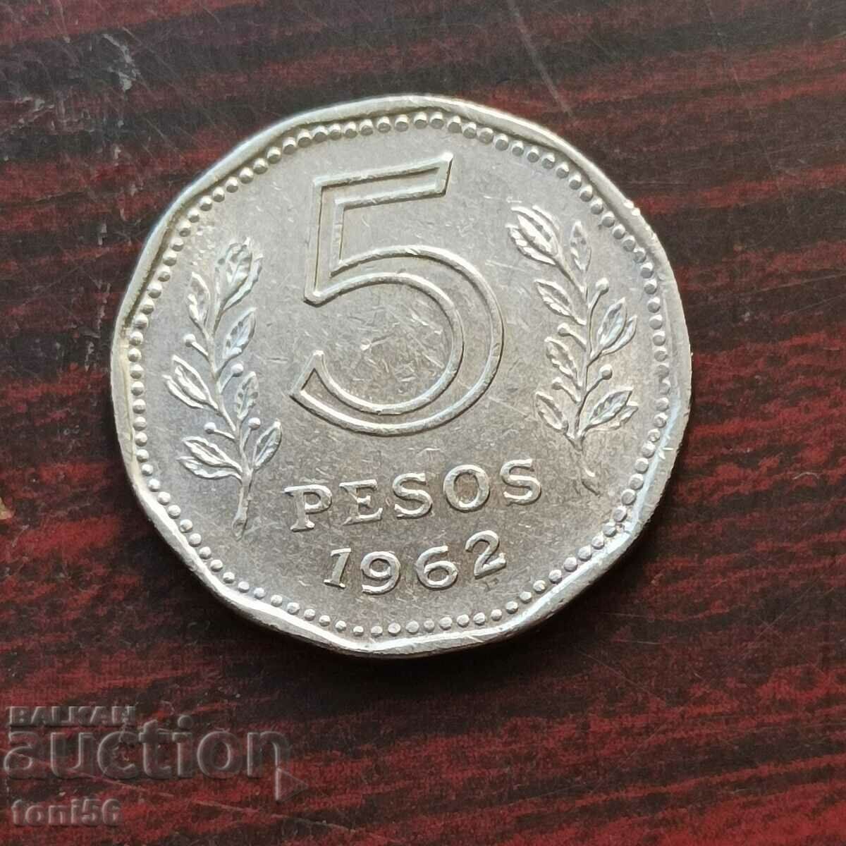 Argentina 5 pesos 1962 UNC