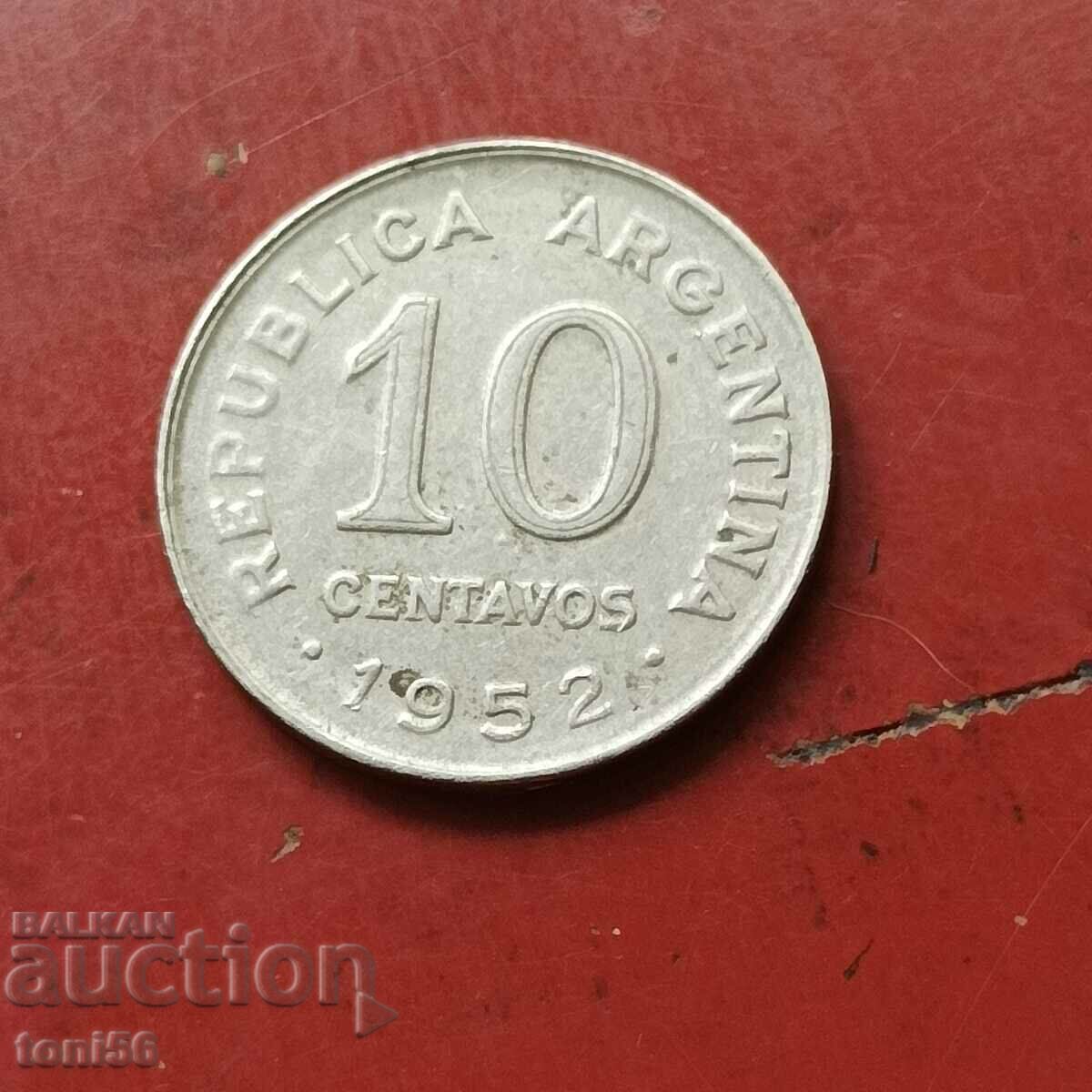 Αργεντινή 10 centavos 1952 - Ch. κρούστα, μαγνητικός
