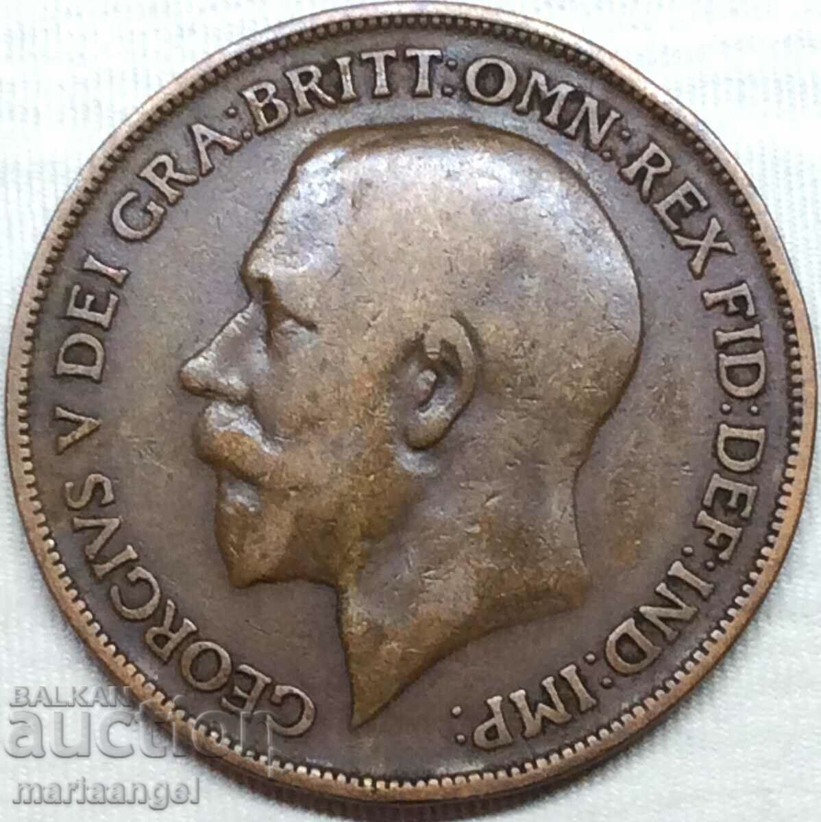 Великобритания 1 пени 1920 30мм  бронз