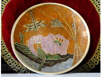 Bronze plate, plate, panel with key enamel painting.