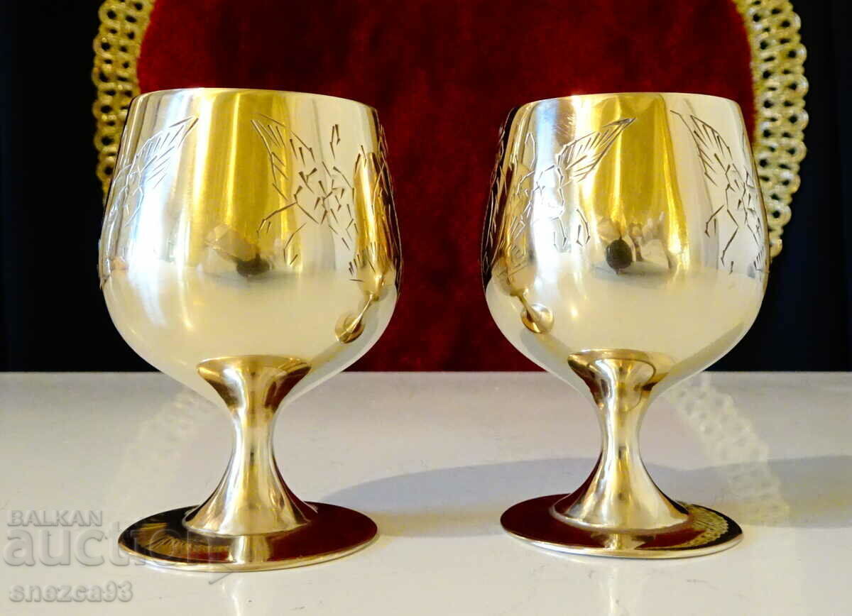 Cești de bronz englezești, baroc, marcate - 5