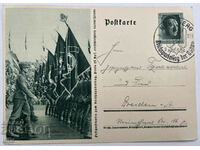 Original postcard Third Reich - flags, traveled
