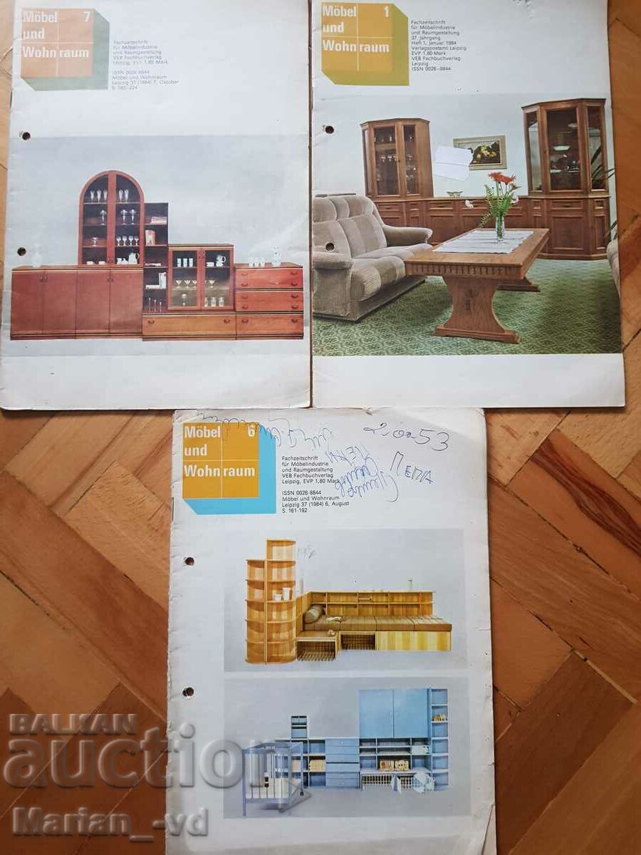 German interior design magazines from 1984 - 3 issues