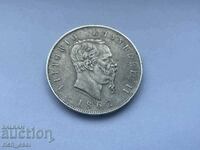 5 lira 1862, Italy, very rare, silver