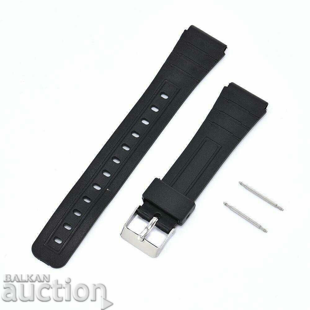 Rubber watch strap new sports black silicone 16