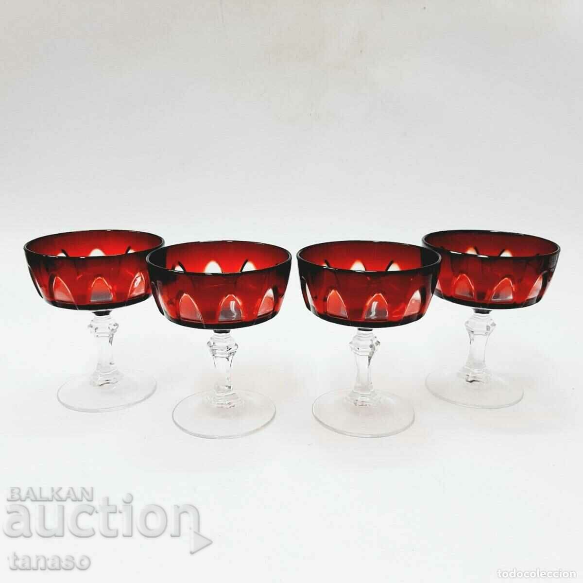 Champagne glasses, red crystal (2.2)