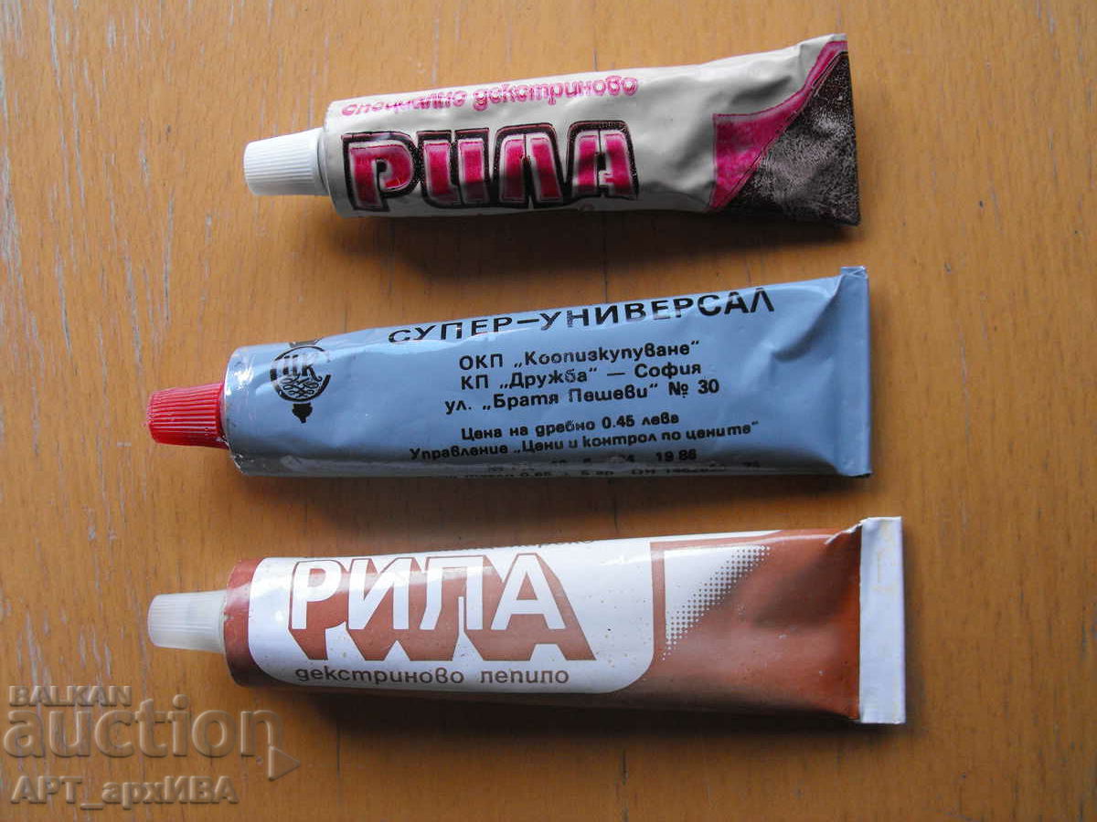 Glue in tubes from the 1980s.