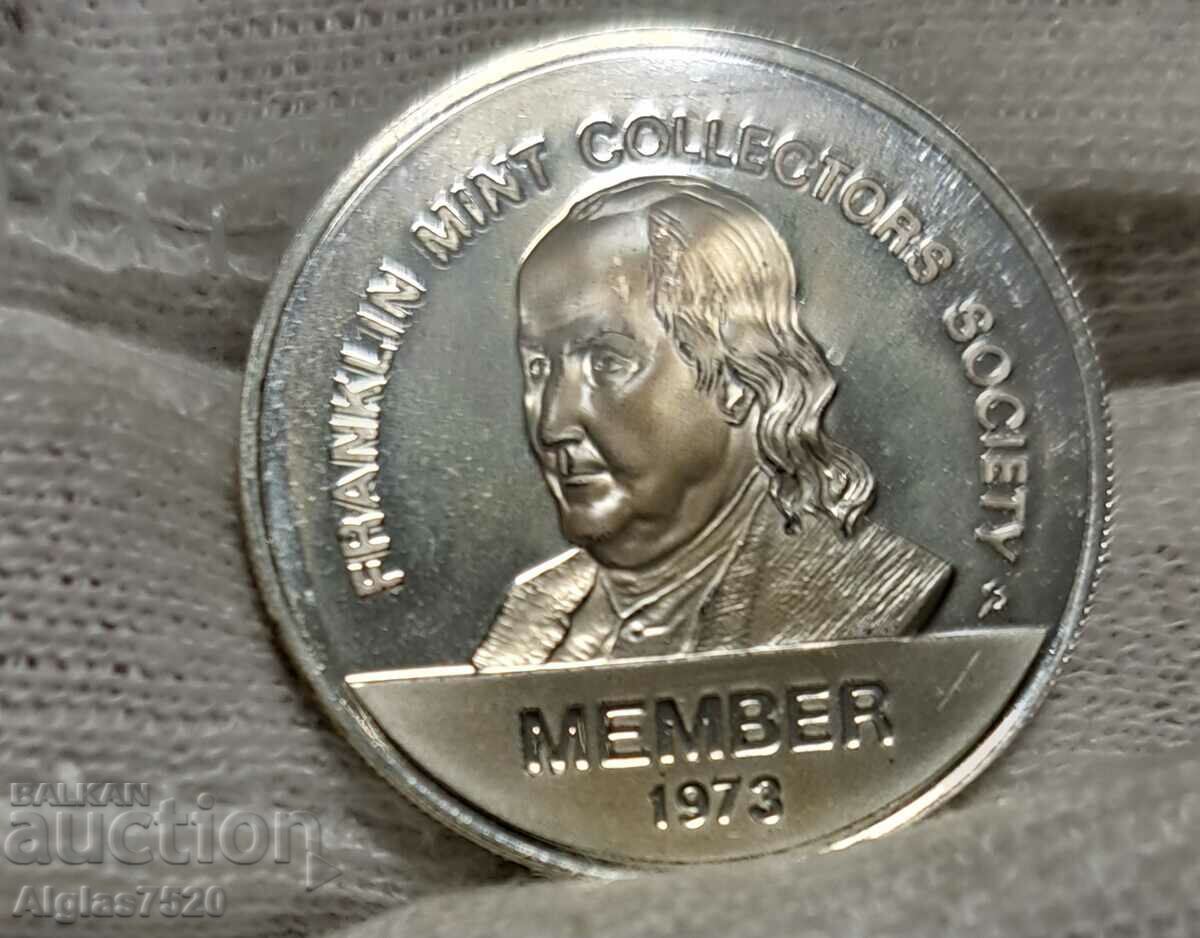 Jeton american de argint /Franklin 7,18 gr.,925/