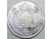 Bolivia 1865 1 boliviano 24,85g argint - extrem de rar