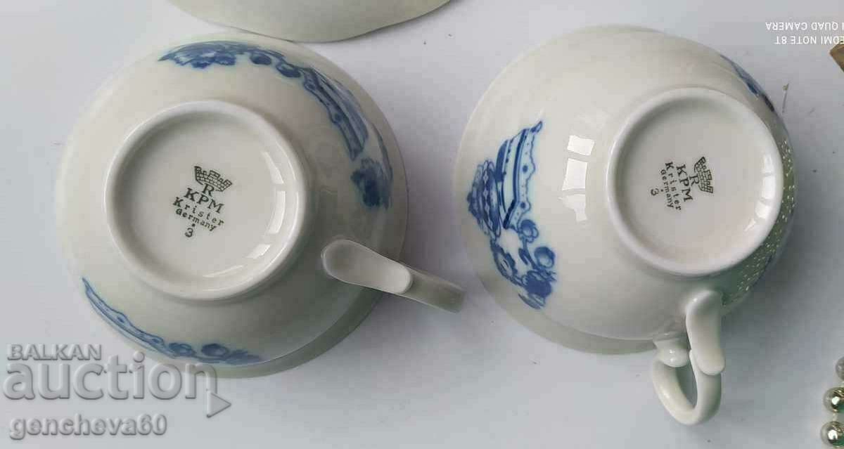 Fine porcelain KPM tea cup and saucer set with price 30.00 BGN | € 15.34 Fine porcelain KPM tea cup and saucer set with price 30.00 BGN | € 15.34