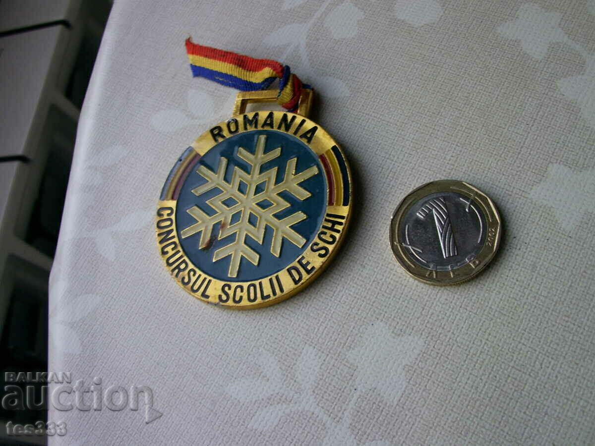 Δημοπρασία Μεταλλιακή πλακέτα Ρουμανίας πρόξενος scol de schi