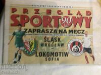 Ziarul de program Football Slask Wroclaw Lokomotiv Sofia