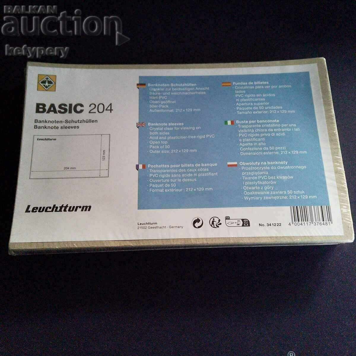 Transparent envelopes for banknotes, LEUCHTTURM BASIC 204