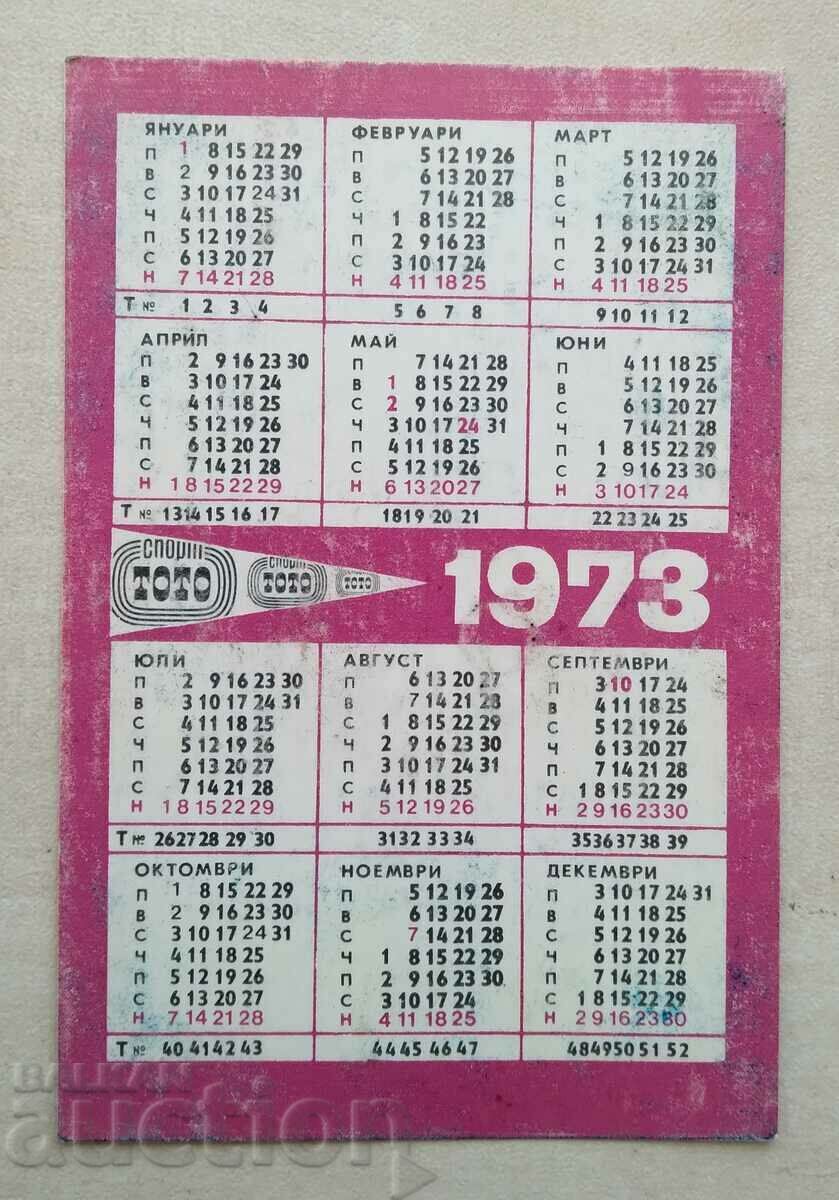 14946 Calendar - Sport Toto - 1973 with price 0.50 BGN | € 0.26