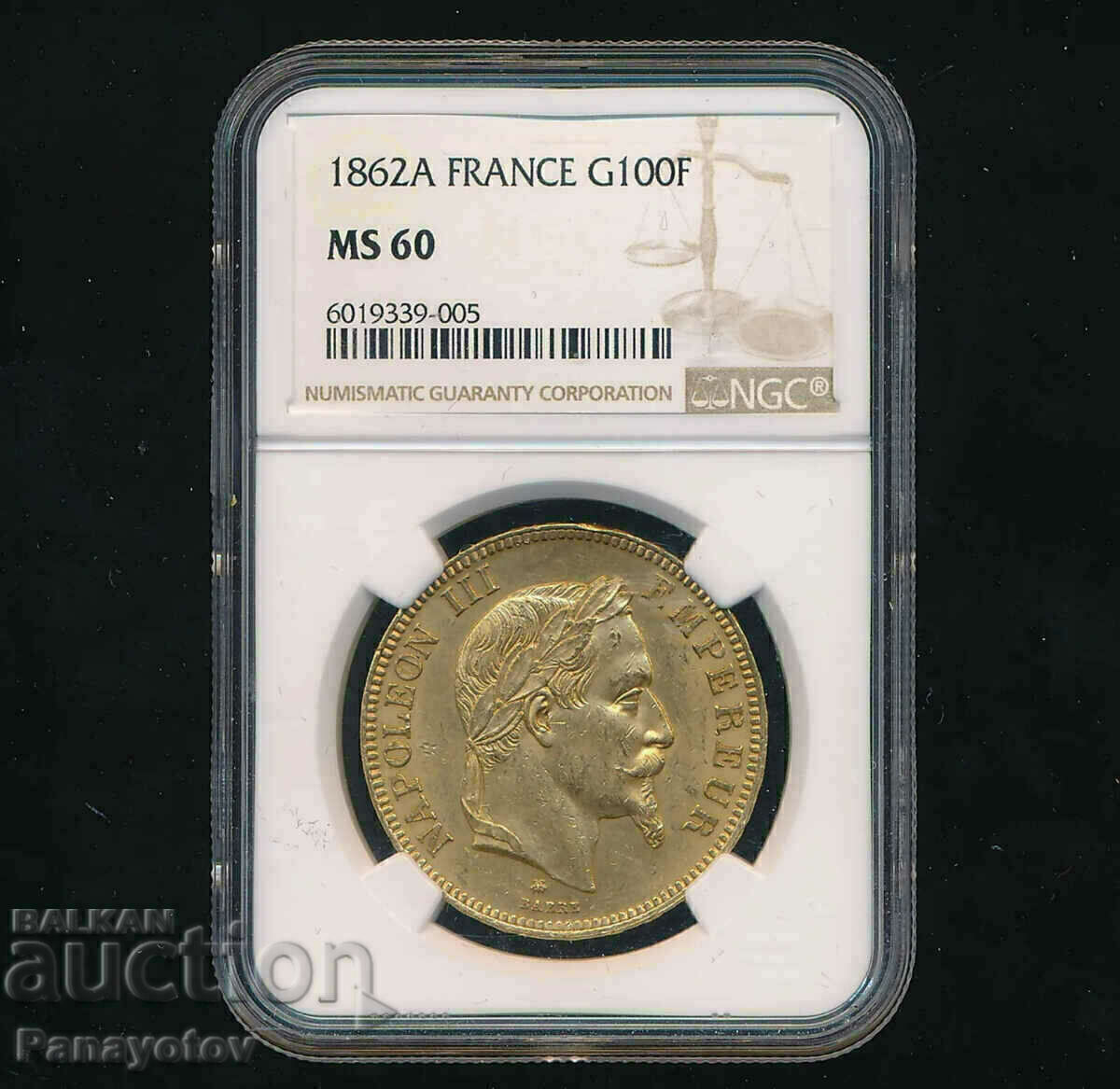 Delivery of 100 FRANC FRANCE NAPOLEON III RARE GOLD NGC PCGS MS 60 Delivery of 100 FRANC FRANCE NAPOLEON III RARE GOLD NGC PCGS MS 60