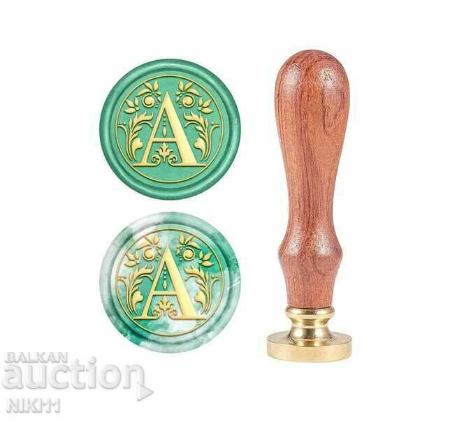 Wax seal letter A, Set: seal spoon and wax