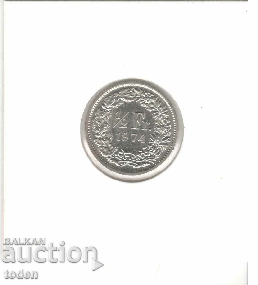 Auction Switzerland-½ Franc-1974-KM# 23a-Helvetia standing Auction Switzerland-½ Franc-1974-KM# 23a-Helvetia standing