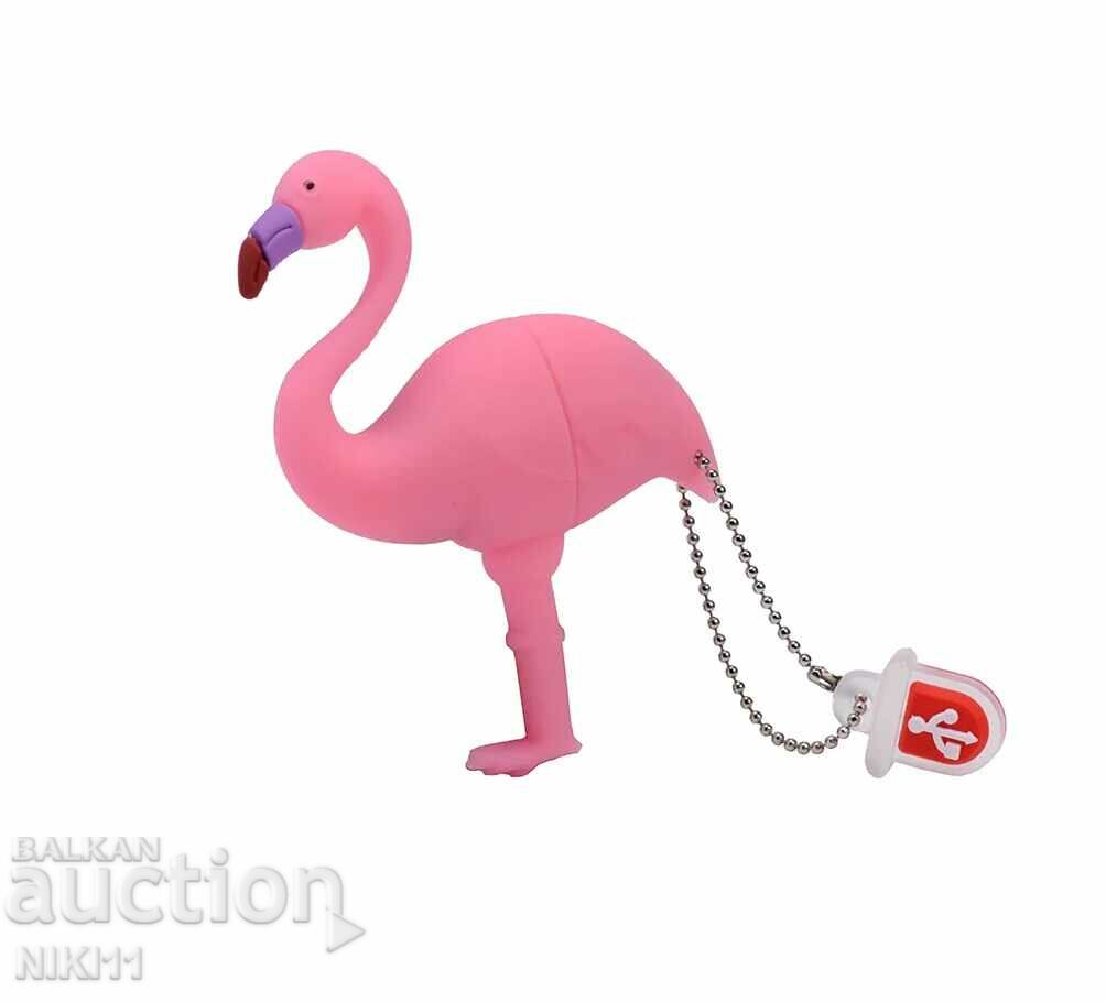 Флашка 32 гб Розово Фламинго , USB птица Фламинго