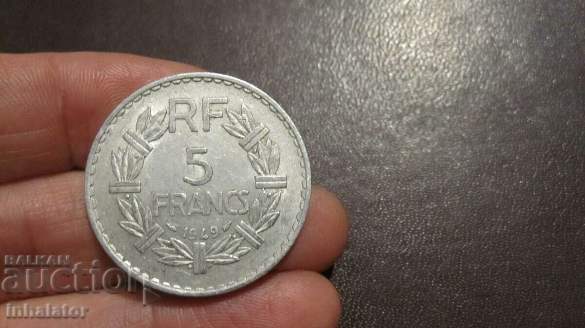 1949 5 Francs France Aluminum