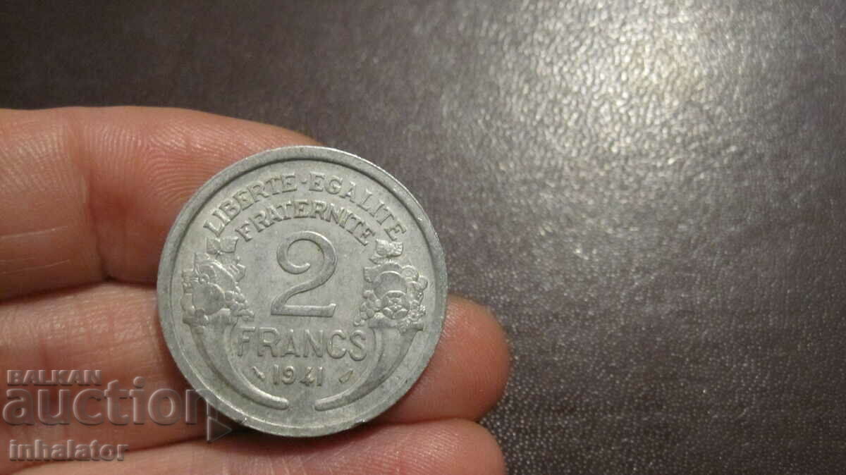 1941 2 francs France Aluminum