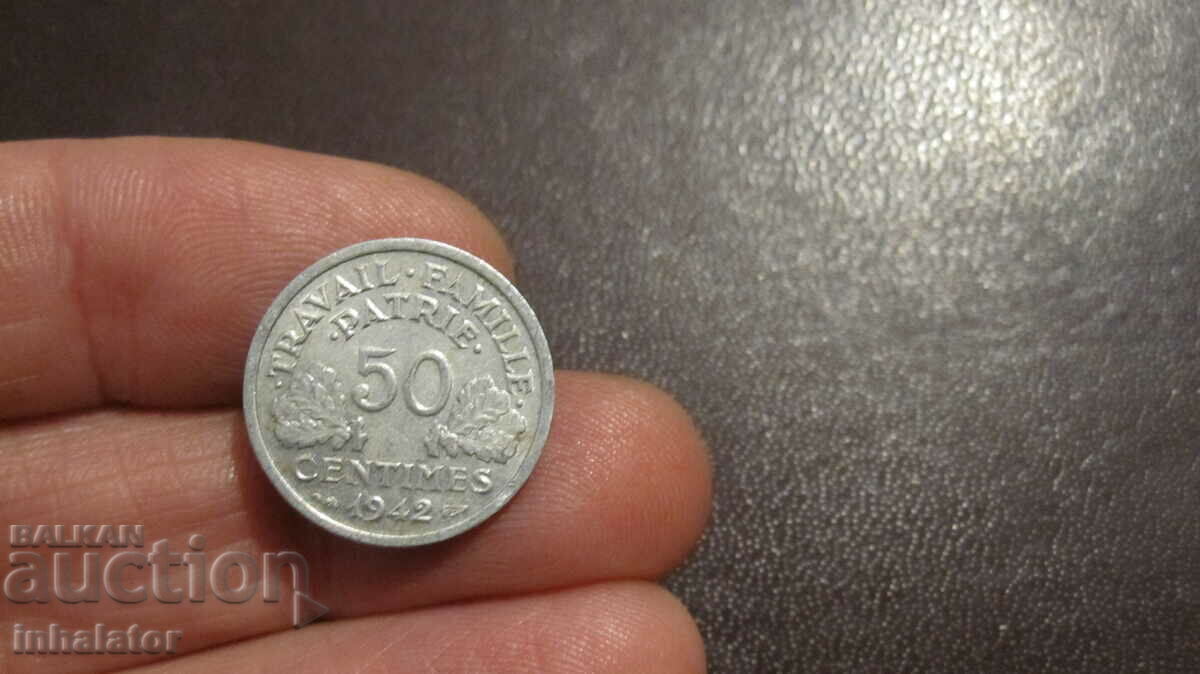 1942 year 50 centimes