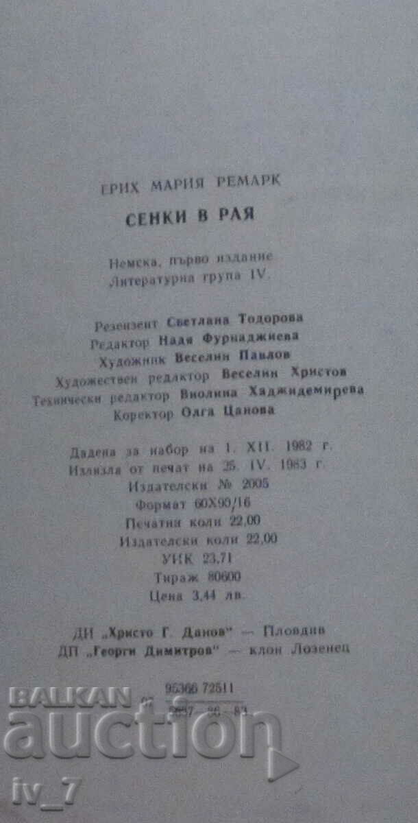 Delivery of Shadows in Paradise - Erich Maria Remarque Delivery of Shadows in Paradise - Erich Maria Remarque