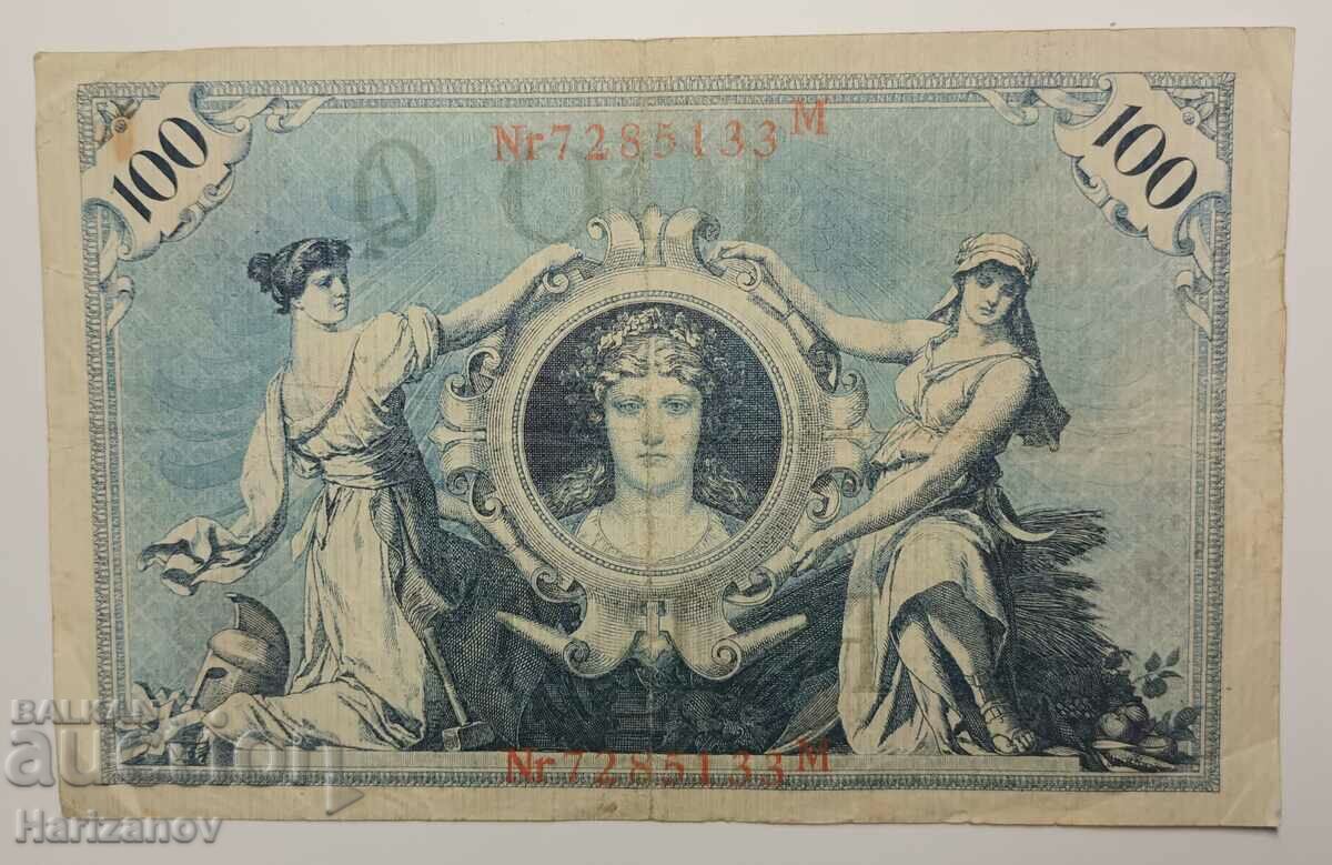 100 марки Германия 1908 /100 mark Germany 1908 Червен печат!