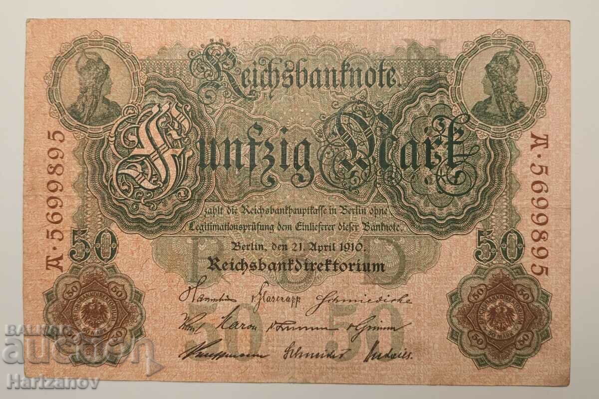 50 марки Германия 1910 /50 mark Germany 1910 serie.A F+
