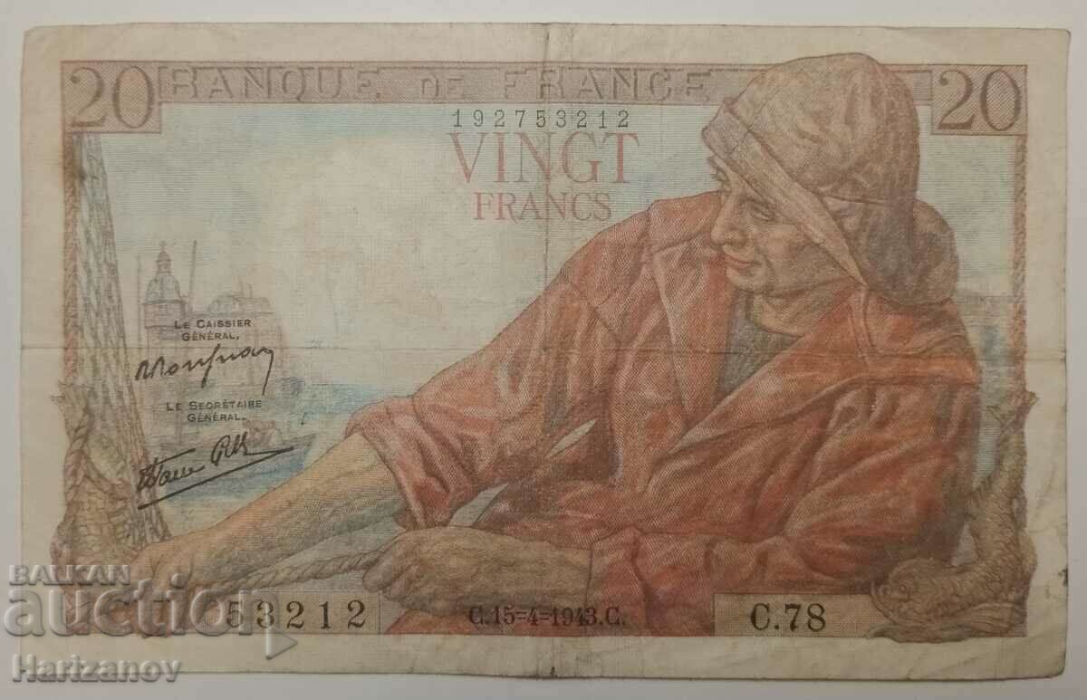 20 φράγκα Γαλλία 1943 / 20 φράγκα Γαλλία 1943