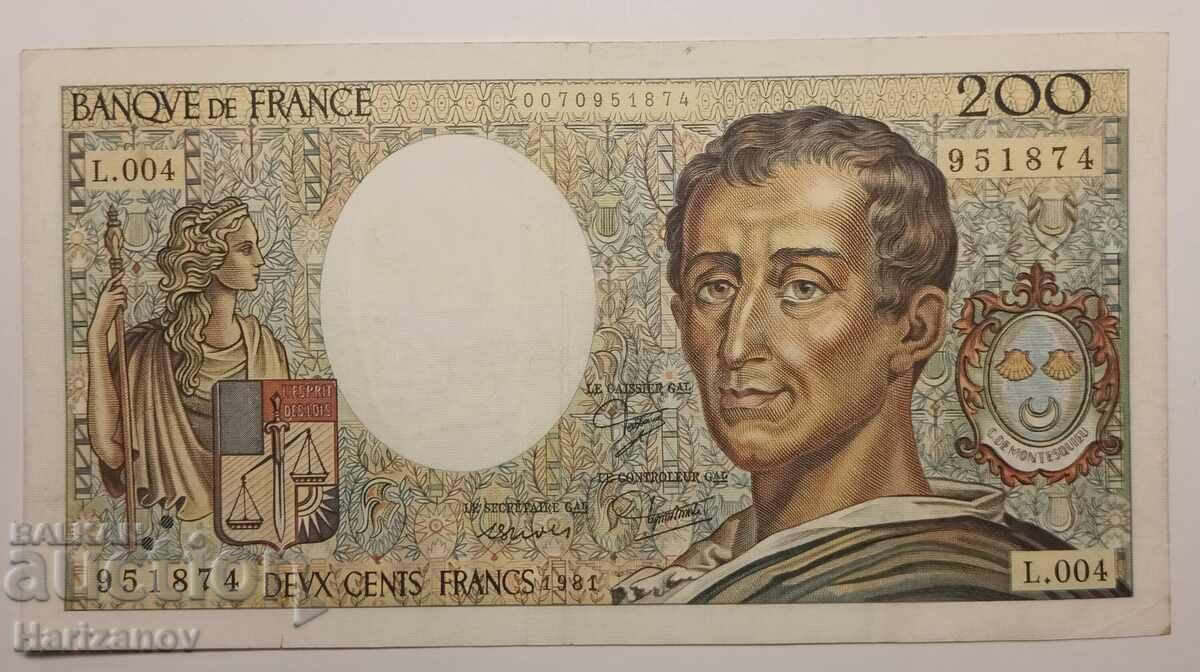 200 franci Franța 1981 Culori strălucitoare XF+