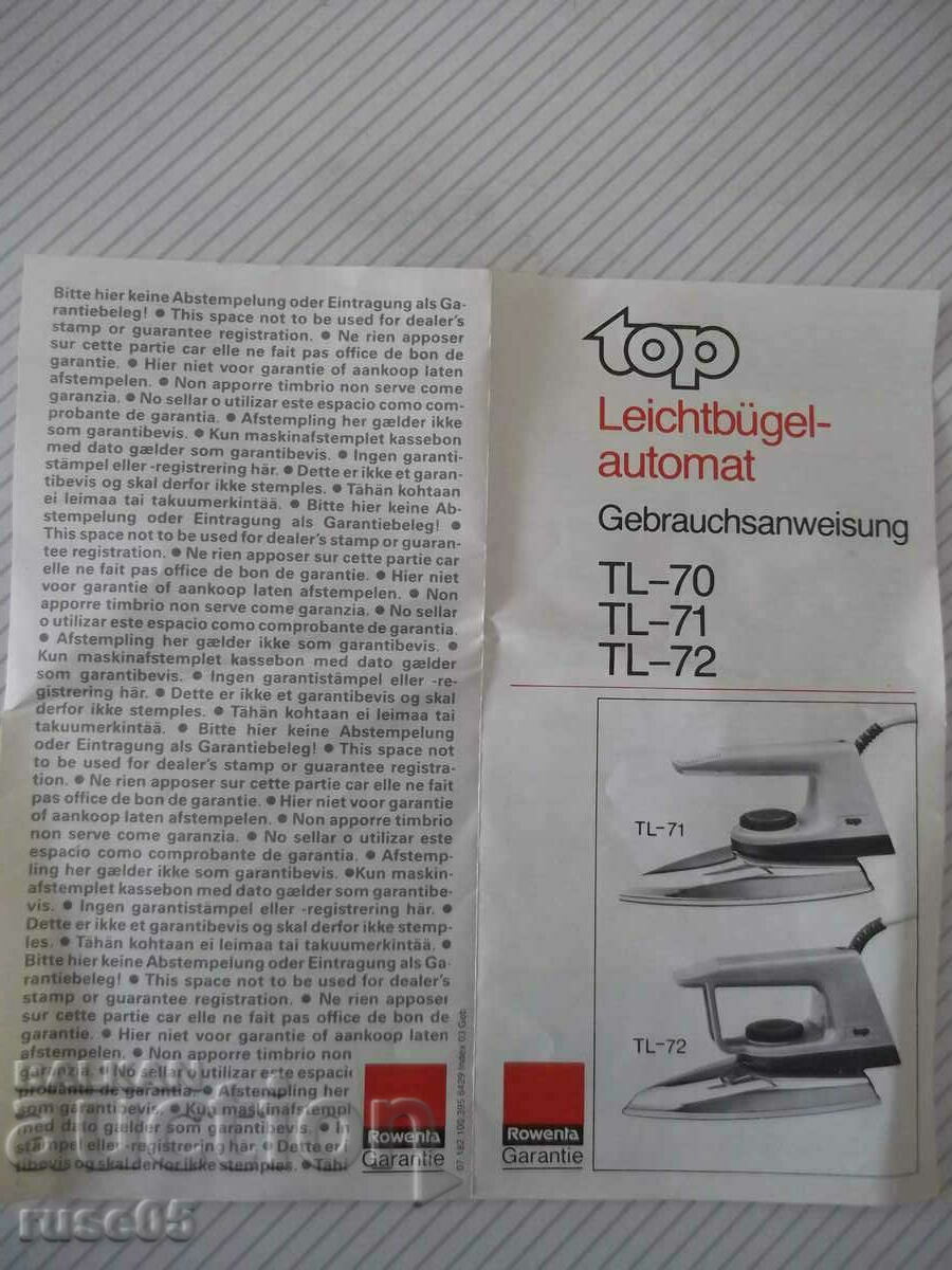 Iron "ROWENTA - TL-70" new working - 6 Iron "ROWENTA - TL-70" new working - 6