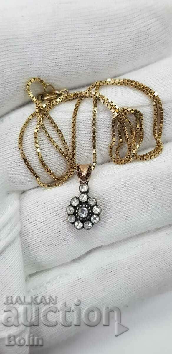 Beautiful pendant, locket - diamonds, silver, gold 8 carats