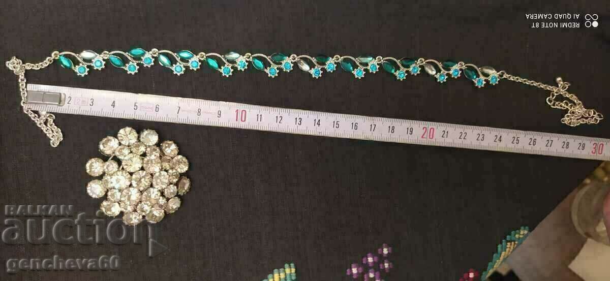 Vintage κρυστάλλινη καρφίτσα και κολιέ - 7